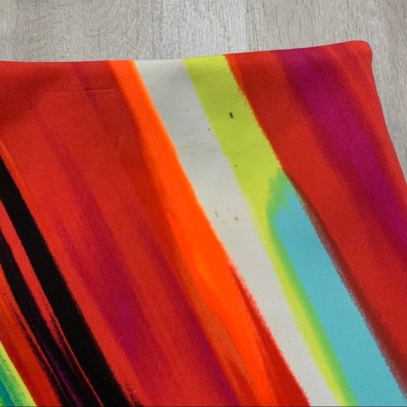 🔴Beautiful Orange Neon Pencil Skirt Side Slit 14 - Picture 5 of 10